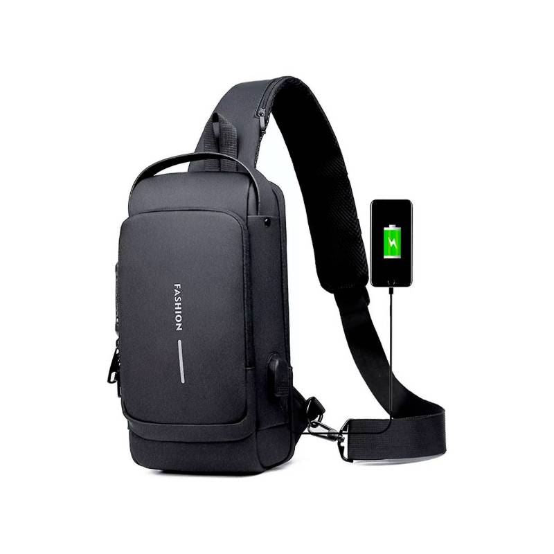 Morral Hombre Antirrobo Usb Impermeable Bandolera