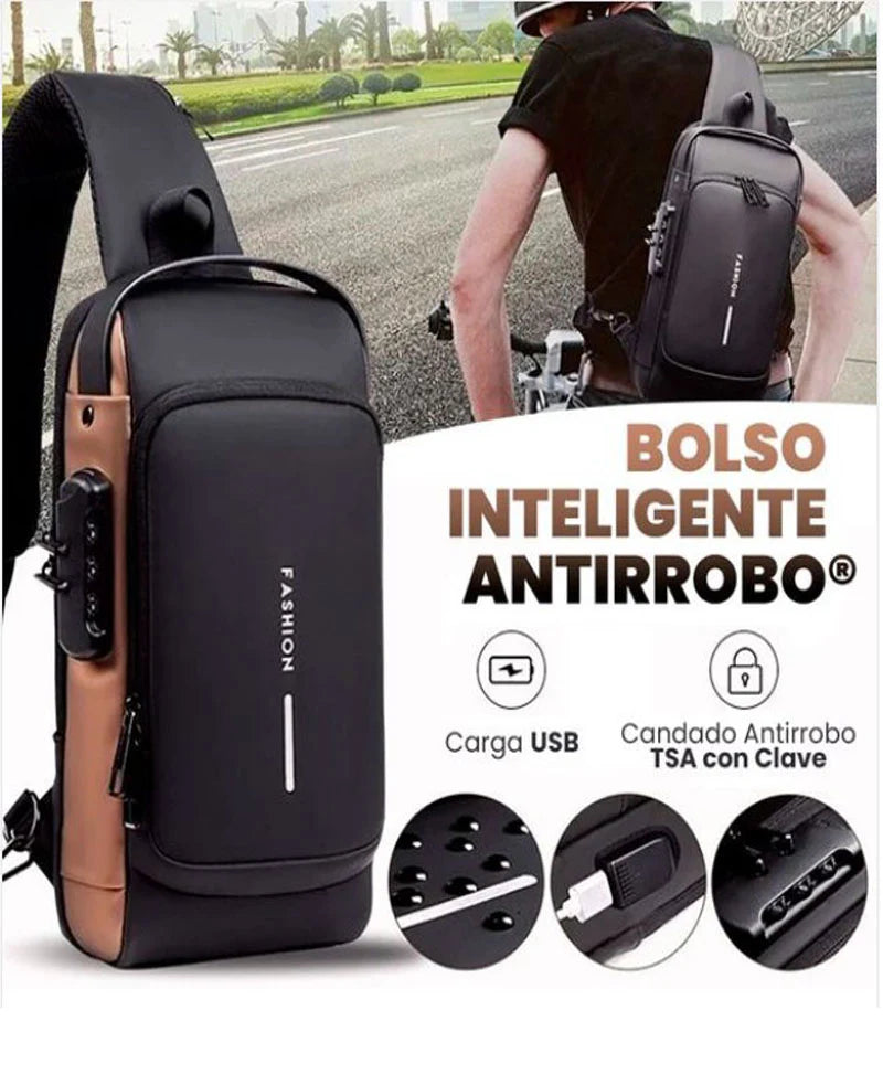 Morral Hombre Antirrobo Usb Impermeable Bandolera